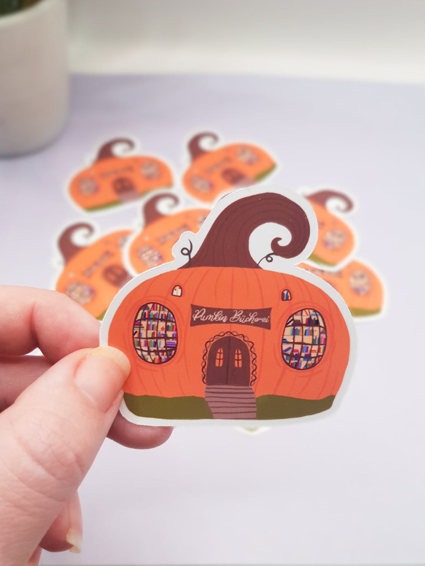Pumpkin Library Vinyl Sticker ~ Library Laptop Sticker ~ Cute Die Cut Sticker ~ Pumkin Libary Sticker