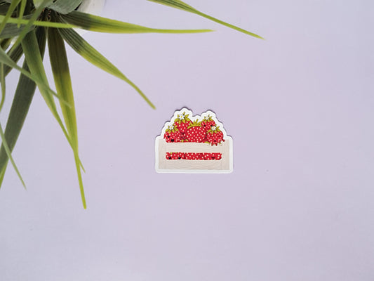 Mrs Berry Basket Vinyl Sticker ~ Strawberry Basket Laptop Sticker ~ Cute Die Cut Sticker