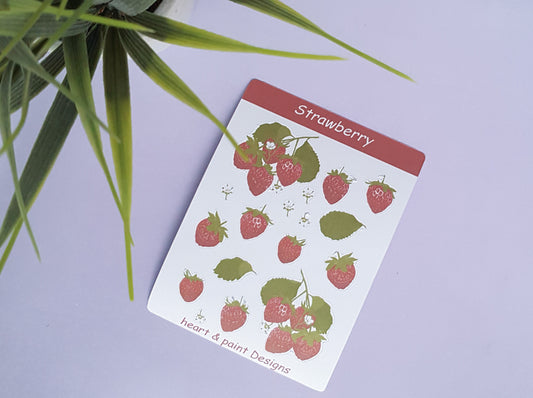 Feuille d'autocollants fraises, autocollants de planificateur fraises, autocollants Bullet Journal