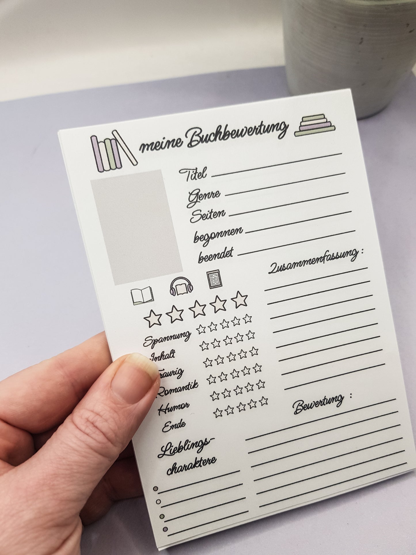 Buchbewertungsblock A6 – „Meine Buchbewertung“