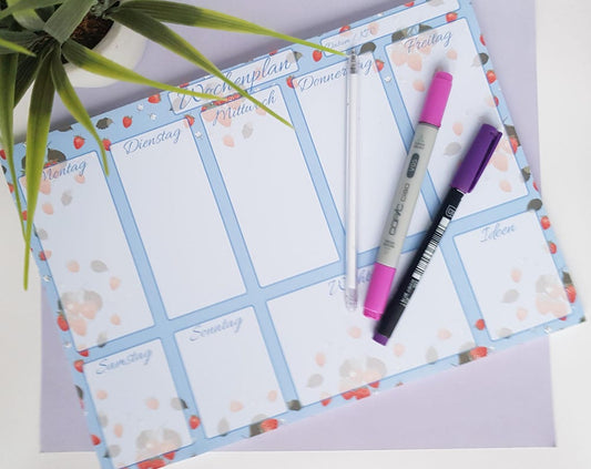 Weekly Planner Strawberry A4, Desktop Planner A4 - 50 Pages, Weekly Organizer